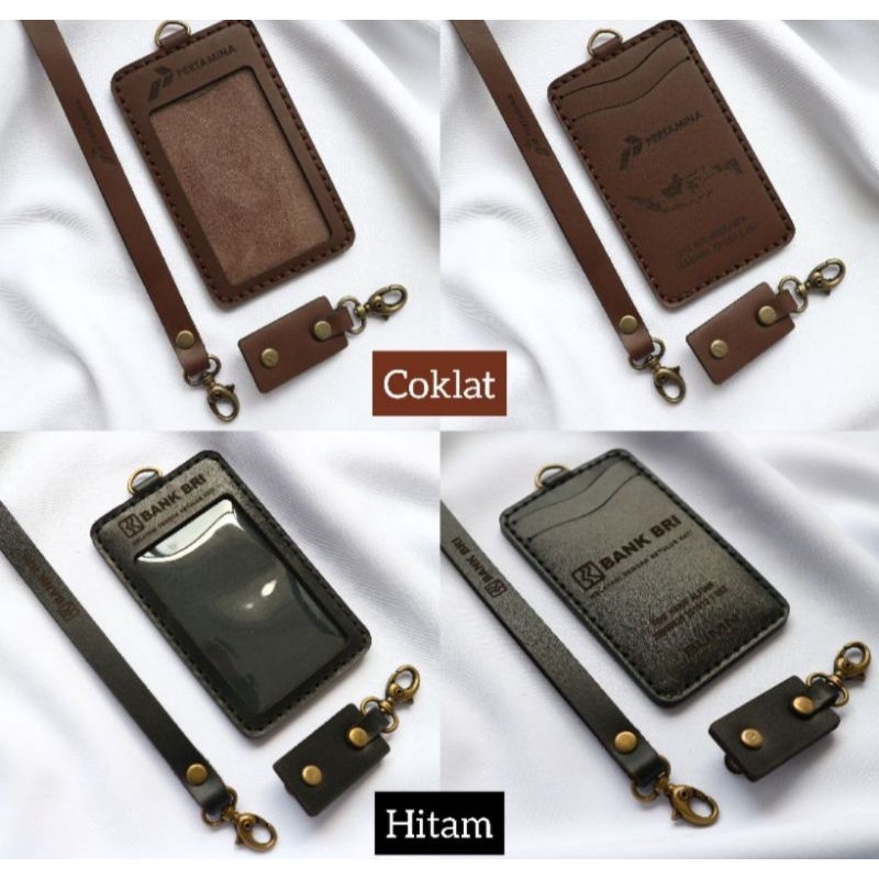 

gantungan idcard/ nametag kulit costume logo/nama DLL