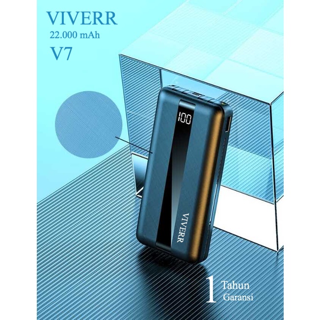 Powerbank VIVERR V7 3Kabel Output Kapasitas 22.000 mAH Produk ORIGINAL 100% Bisa buat semua type Hp dan gadget universal Qualitas No.1 garansi resmi 1 Tahun.