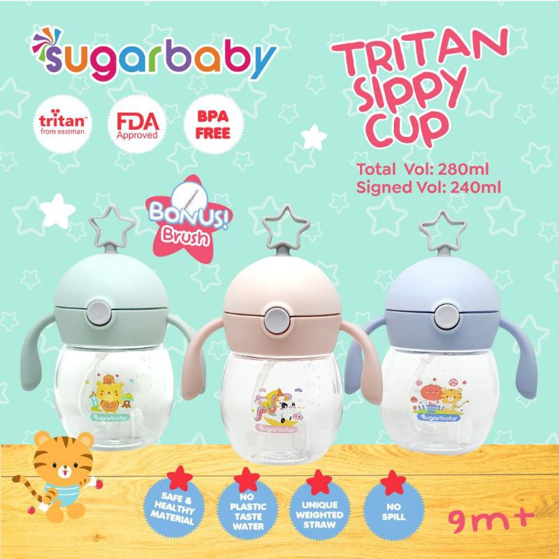 Sugar Baby Straw Sippy Cup 280ml / 320ml / Botol Minum Sedotan Bayi Anak