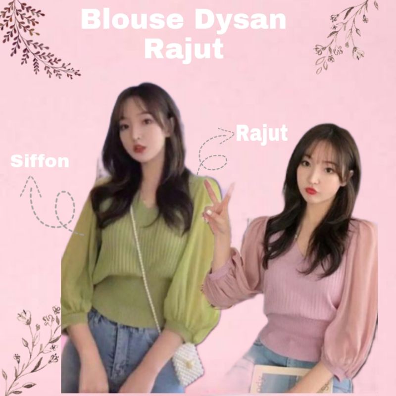 Rajut Dysan Knit Import Lengan Balon / Baju rajut lengan balon kekinian ala korea viral