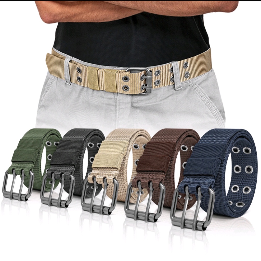 Ikat Pinggang Sabuk Nylon Jarum Dobel Gesper Men Belt S044