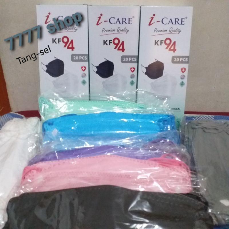 Masker KF94 iCare ( HIJAU ) 3D NoseClipDesign, mirip convex sensi atau evo // 10pcs