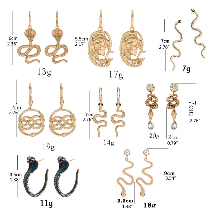 Siy 9 Pasang Anting Tusuk Model Ular Warna Emas Untuk Wanita