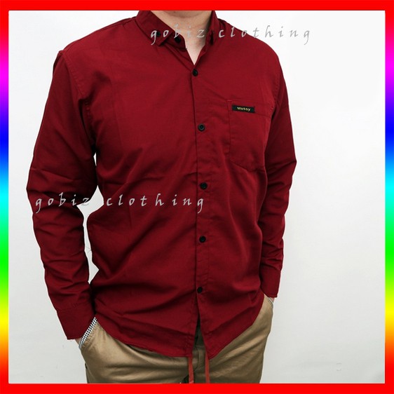 Baju Kemeja Pria Lengan Panjang Polos Hijau Tosca Katun Toska Premium Distro Kasual Formal XL |DF13-MARON