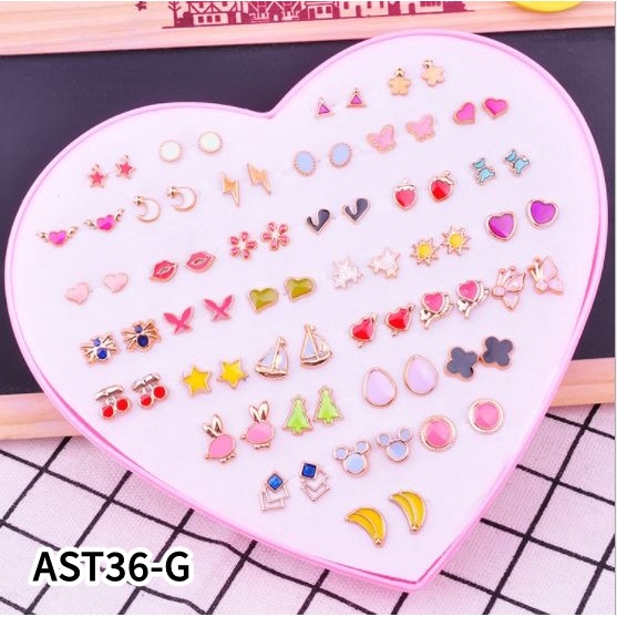 Anting SET 36 Tusuk Berbagai Bentuk Women Earrings Set-G