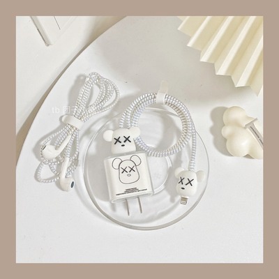1 set Kabel Charger Power Adapter 18W / 20W Bahan TPU Motif Kartun Untuk iphone