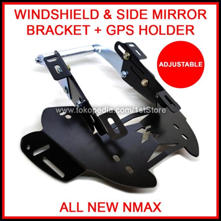 Bracket Windshield Spion + Gps All New Nmax 2020 2021 Breket Serpo X3