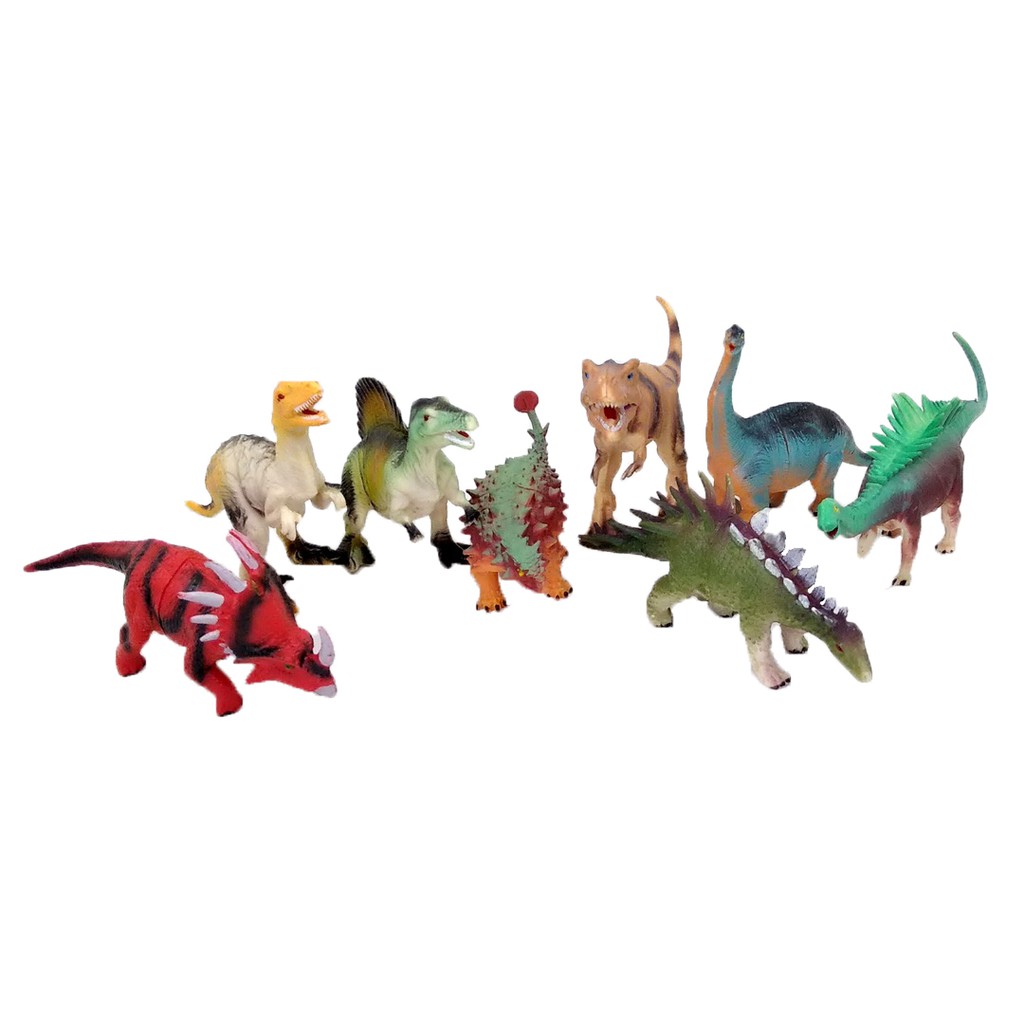 Set Box Dinosaurus Karet dengan Tanaman Mainan Miniatur Dino