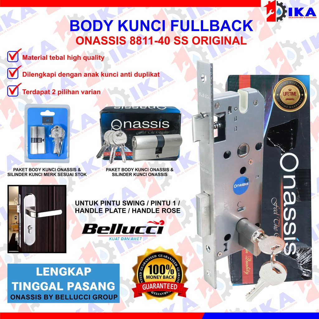 Body Fullback Onassis 8811-40 SS Body Kunci Pintu + Silinder Body Lock Bellucci Group