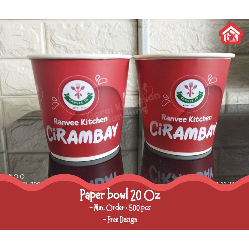 Paper bowl 20 Oz "Double Paper" custom design