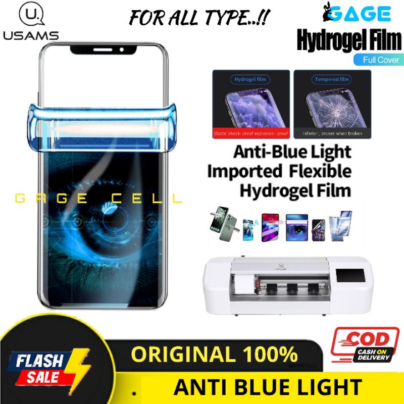 USAMS - OPPO RENO2 F Z  RENO3 PRO 5G HYDROGEL ANTI GORES BLUE LIGHT RADIASI FULL LAYAR SCREEN