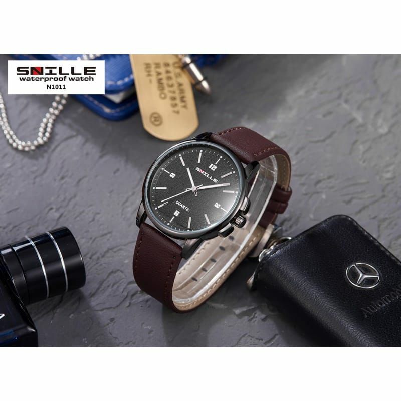 Jam Tangan Snille Kulit N1022 Fashion Pria Kasual Terlaris Bisa COD a