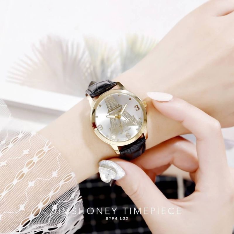 Jims Honey Timepiece 8194 Watch Jam Tangan Kulit Wanita Biru Coklat Hitam Paris Murah Kecil Ori
