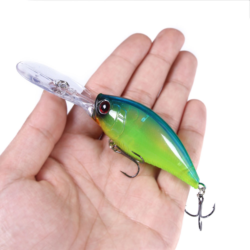 HENGJIA 1PCS Umpan Pancing Bentuk Ikan 3d Panjang 12.5cm Berat 20.5g Hard Crankbait Artificial Fishing Lure