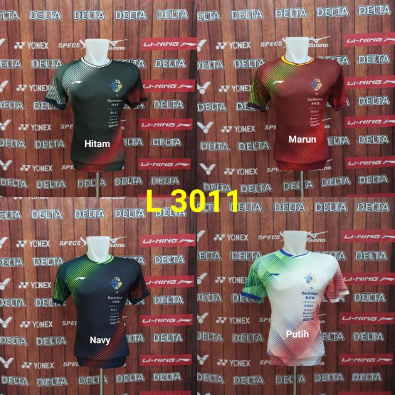 baju badminton lining L 3011 / kaos bulutangkis pria import