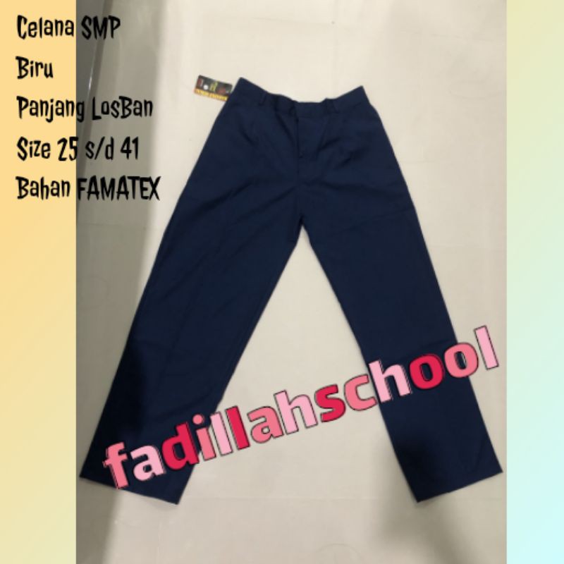 Seragam Sekolah Celana SMP Biru Losban(tanpa karet)