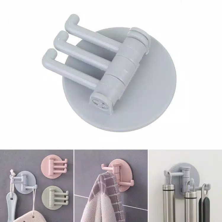 Gantungan Dinding 3 in 1 - Kapstok Baju - Gantungan Cantolan Dinding Pintu Kamar Mandi 3 in 1