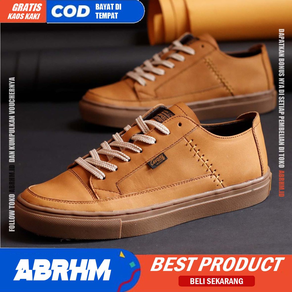 ABRHM x SINTE Sepatu Kasual Loafers Pria Sepatu Pria Casual Kulit Asli Original Sepatu Kerja Cowok Semi Formal Kuliah Kondangan Gaya keren Kekinian Murah Terlaris