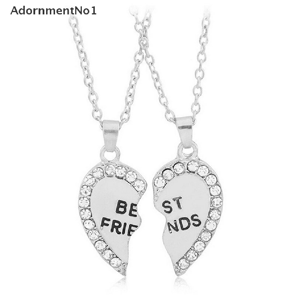 (AdornmentNo1) Kalung Rantai Dengan Liontin Hati Motif Tulisan Best Friend Untuk Wanita