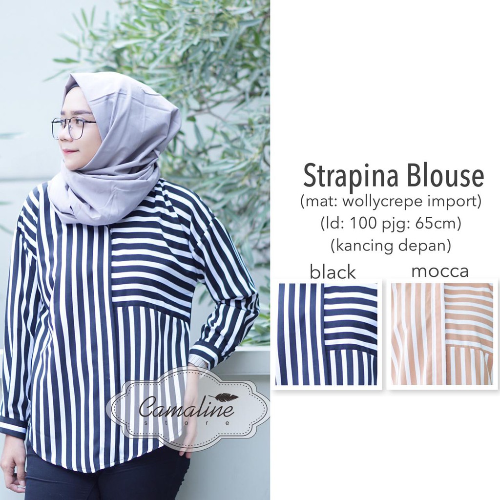 BLOUSE GARIS / STRAPINA BLOUSE / BLOUSE MURAH / BLOUSE GARIS SLIMING / KEMEJA GARIS / KEMEJA CEWEK