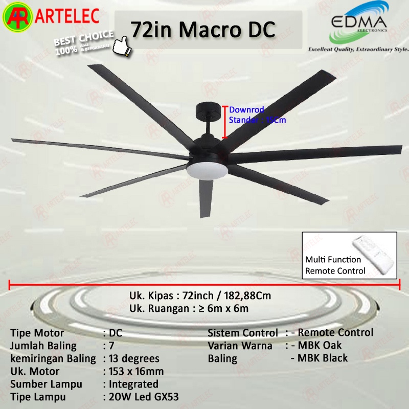 Mt EDMA 72in MACRO DC Kipas Angin Gantung Plafon Dekorasi Edma