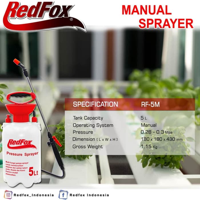 Sprayer Manual Redfox 5 Liter SEMPROTAN PEMBASMI HAMA DESINFEKTAN