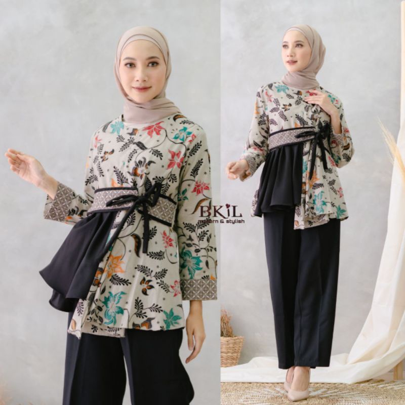 Batik wanita ASJ SA HRB026 Kenongo Kemeja Tosca Pendek-5