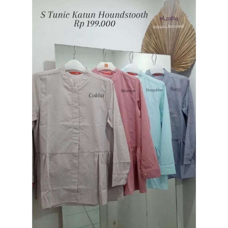 s tunic katun houndstooth - tunik dauky