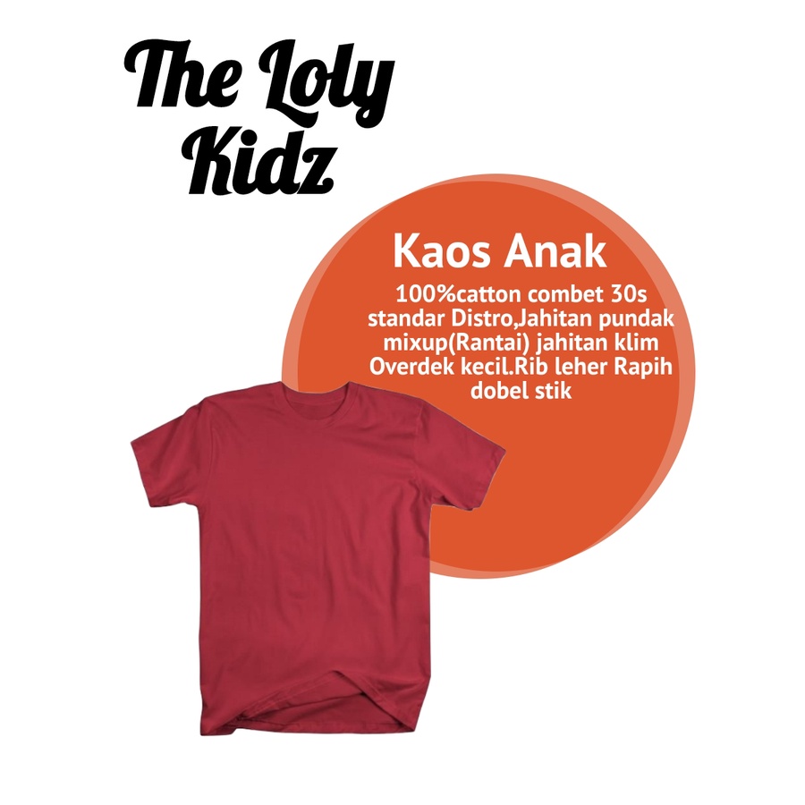 KAOS POLOS ANAK LENGAN PENDEK COTTON COMBED 30S BAJU KAOS KIDS UMUR 1-12 TAHUN