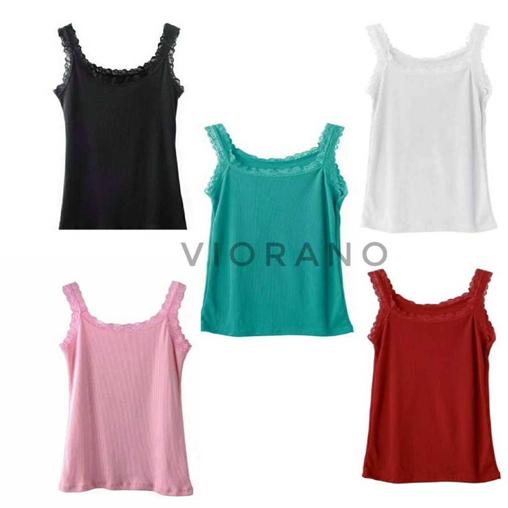 Tanktop Renda Wanita Jumbo Viorano / Camisol Tangtop Singlet Cewek Renda Jumbo Super Soft Fit XXL