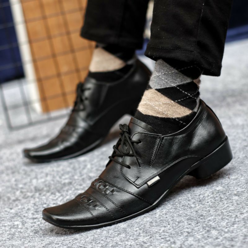 SHAMAK BLACK Sepatu Pantofel Pria Hitam Kulit Asli Pentopel Formal Casual Kantor Kondangan Original