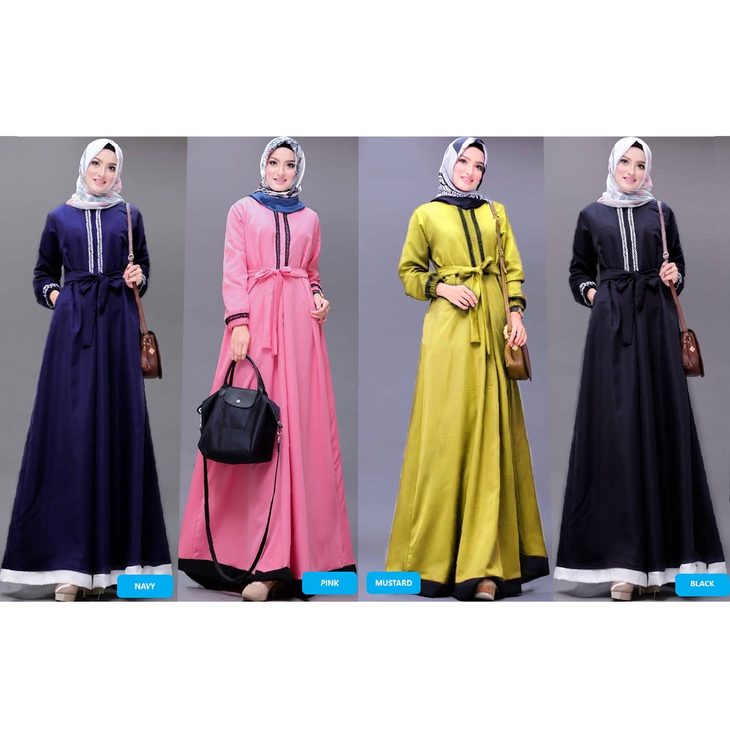 Shella syari Dress sheika Gamis Syar'i Navy gray pink maroon sabyan