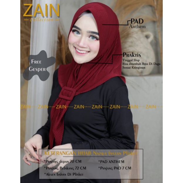 Jilbab Instan Plisket Nazwa Free Belt Ori Zain Collection-2
