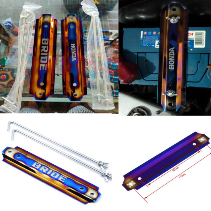braket aki mobil titanium - penahan aki mobil besar kecil - breket aki mobil universal