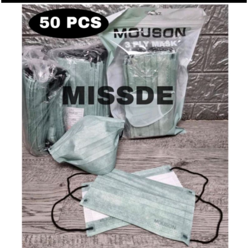 Masker musoen warna Green Nude 3ply isi 50 pcs..