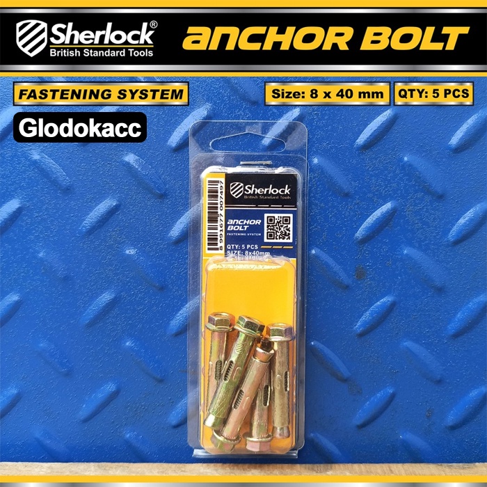 Anchor Bolt Dinding Beton Sherlock 8 x 40 mm Dynabolt ( isi: 5 pcs)