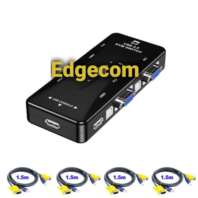 KVM Switch USB 2.0 4 Port Manual With Kabel KVM 1,5M 4PCS