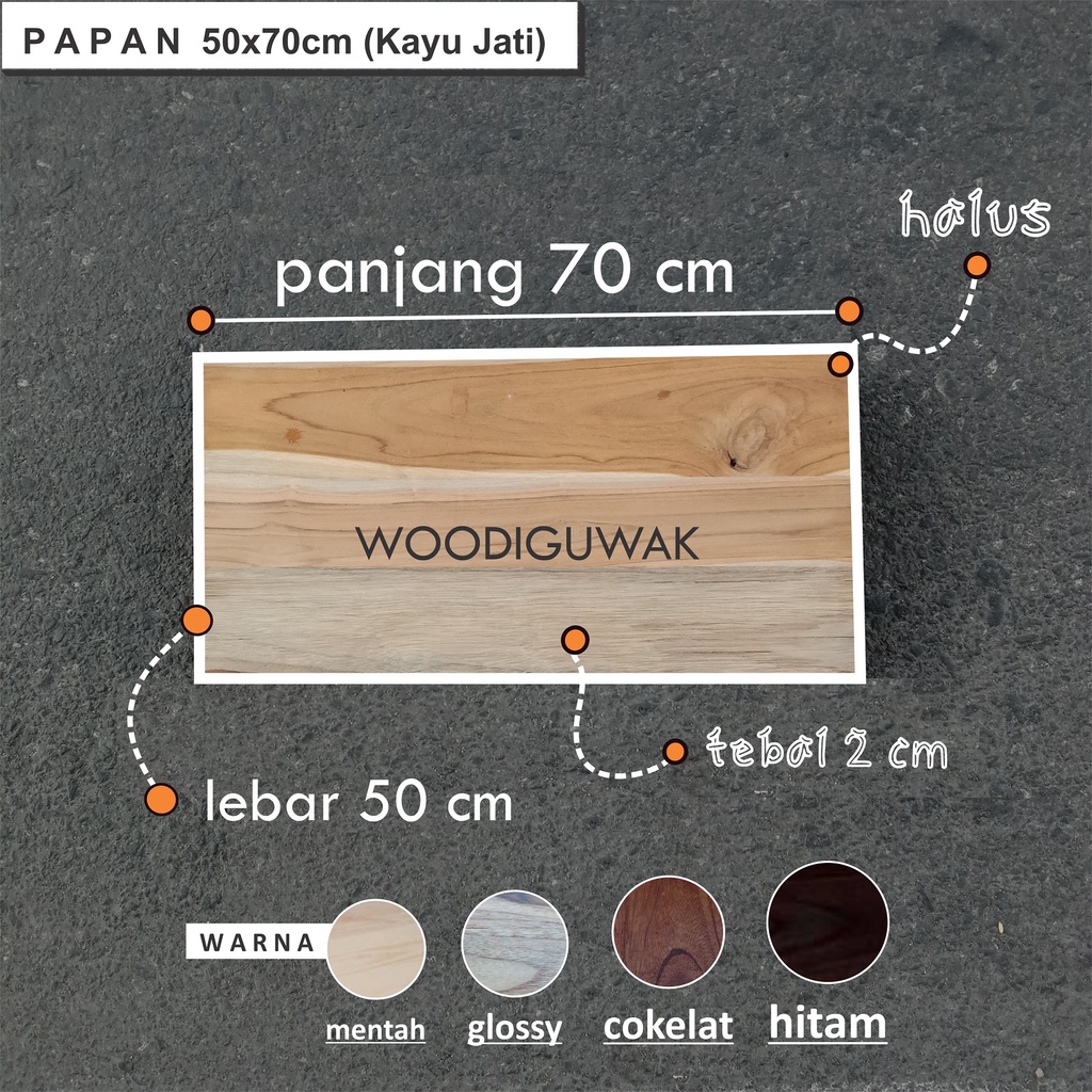 

Papan Kayu Jati Jawa Ukuran 50x70 cm Allgrade Sambungan Bahan Meja - woodiguwak -