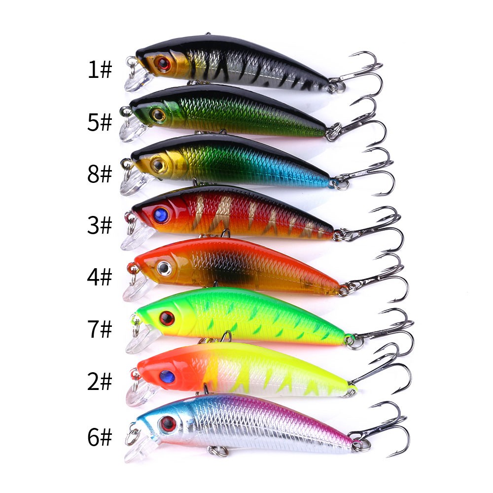 HENGJIA 8Pcs 7cm/8.1g Umpan Pancing Minnow untuk Memancing Ikan fishing lure bass tackle