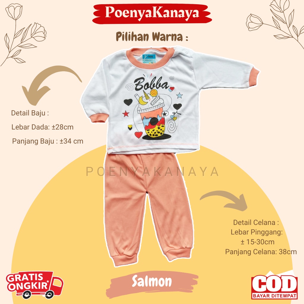 Setelan Baju Bayi Piyama Bayi Panjang OBLONG BOBA Viori 6-18 Bulan SPY139