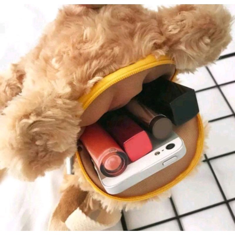 Tas selempang Beruang lucu /tas boneka beruang/tas bulu lucu tas beer lucu