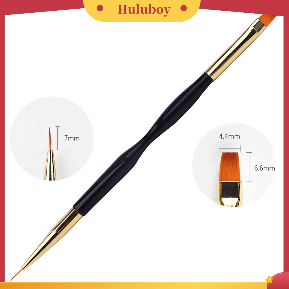 Huluboy Huluboy♡ 3pcs Pen Brush Nail Art Akrilik Bulat Datar Untuk Menggambar Garis Manicure