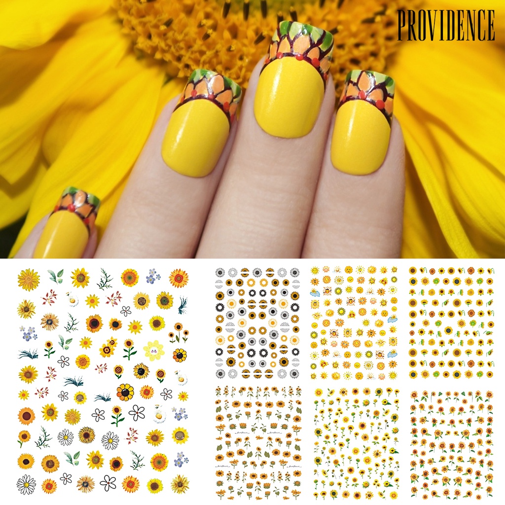 Providence Nail Sticker Sunflower Shape 3D Effect Ultra Thin Blossom Floral Nail Art Water Decals for Female