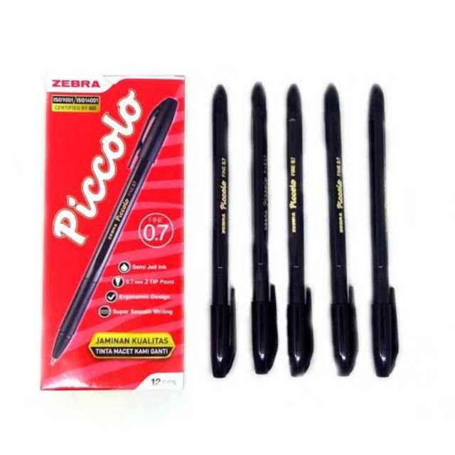 

(12 pcs) Pulpen Zebra Piccolo Fine 0.7 Black