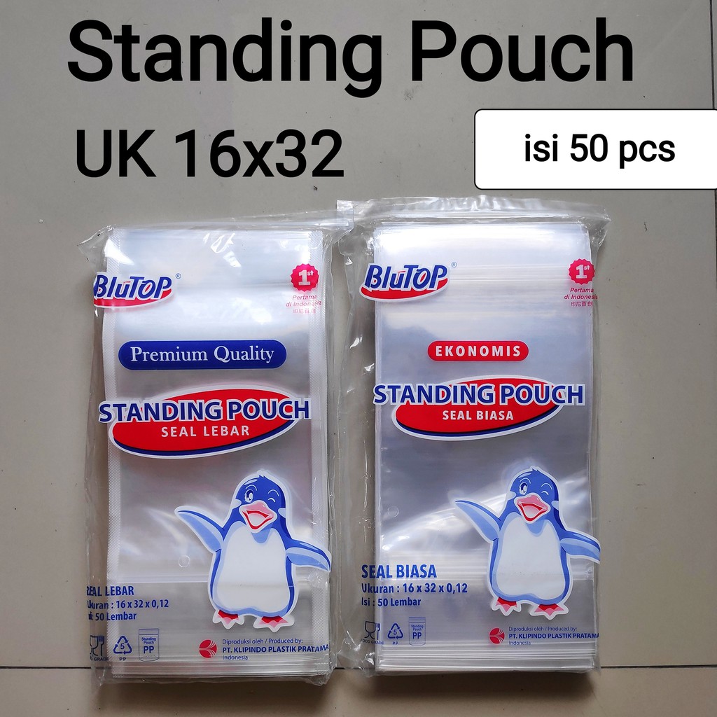 Standing Pouch Seal Lebar Uk 16x32cm/ Zipper/ plastik Klip berdiri /kemasan berdiri