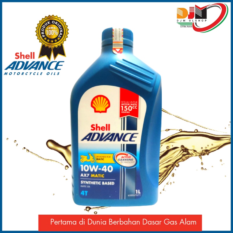 Oil Shell Adance  synthetic based AX7 MATIC 10W40 1L (MATIC OIL) Untuk Motor Matik Original