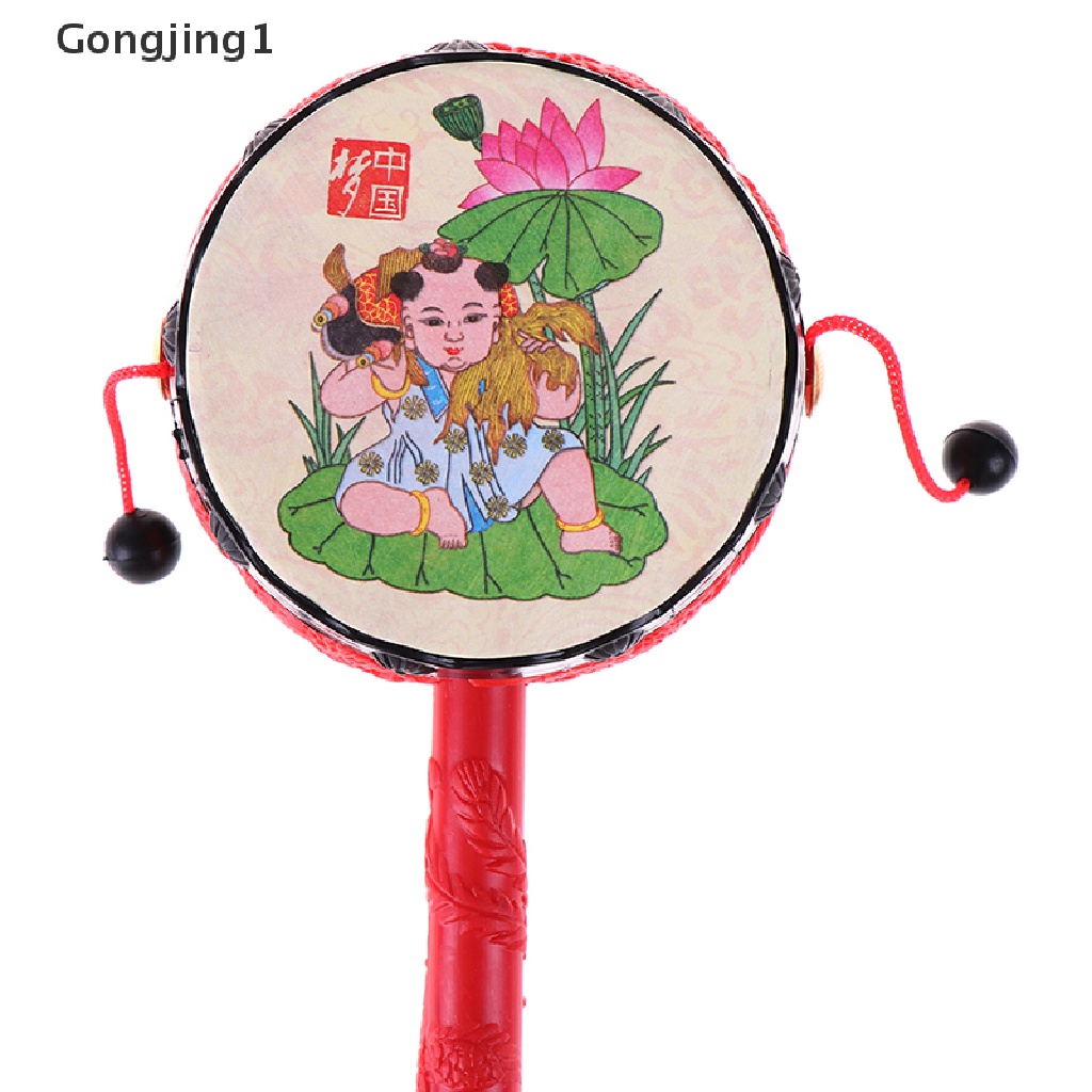 Gongjing1 1Pc Mainan rattle Genggam Tradisional Cina Motif Kartun Untuk Bayi