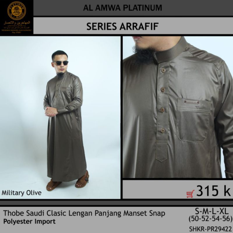 Jubah Pria Panjang Al Amwa Platinum - Gamis Platinum Lengan Panjang Al Amwa - Jubah Platinum Panjang