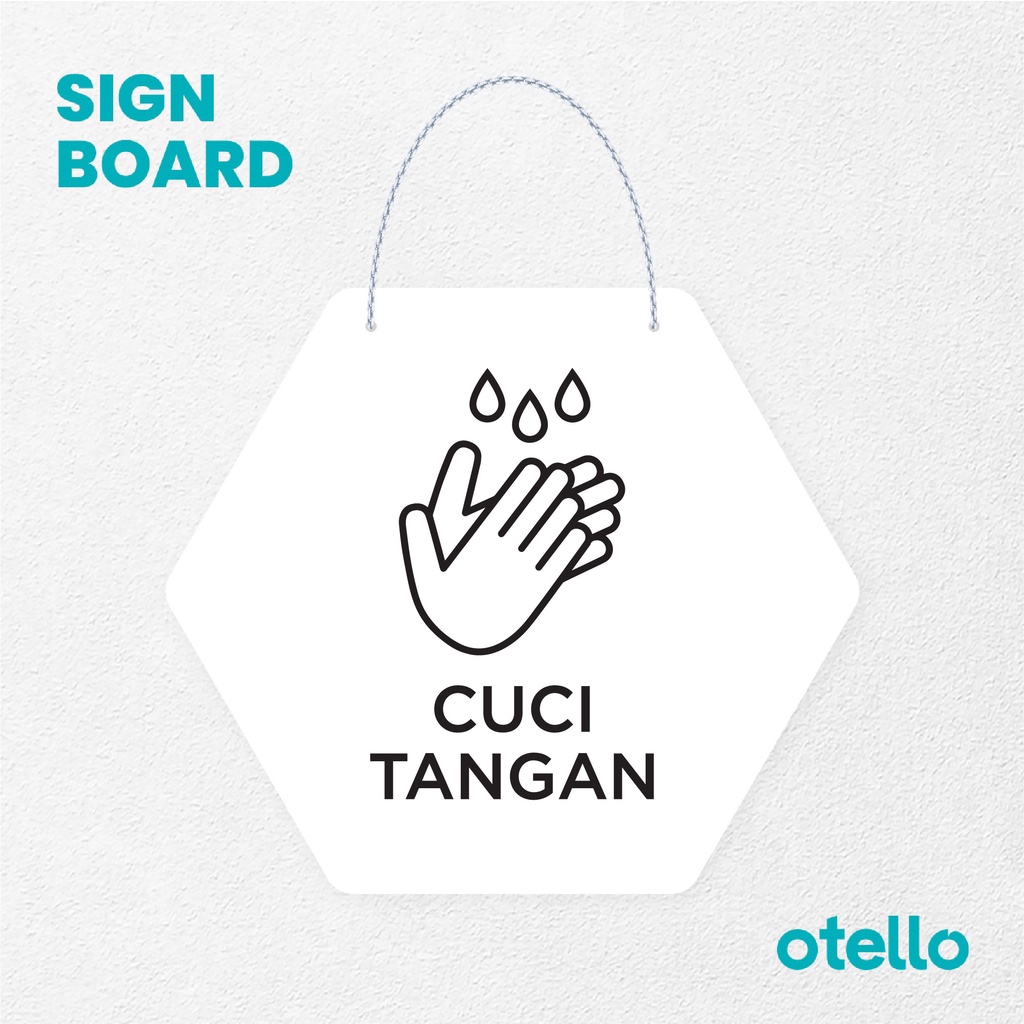 Otello Sign Cuci Tangan Signage Board Acrylic Papan Gantung Label Akrilik Rantai Petunjuk Toko Modern Minimalist Kafe Restoran Kantor Gedung