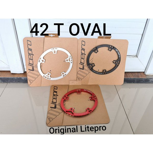 CHAINRING LITEPRO 42T OVAL BCD 130 MM . CHAIN RING LITE PRO 42 T BENTUK OVAL